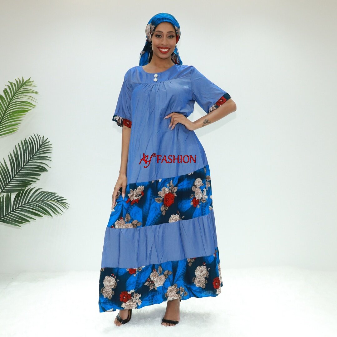 Muslimah Dress Batik Robe Love Sahara Bln2199f Camerún moda África Vestido impreso