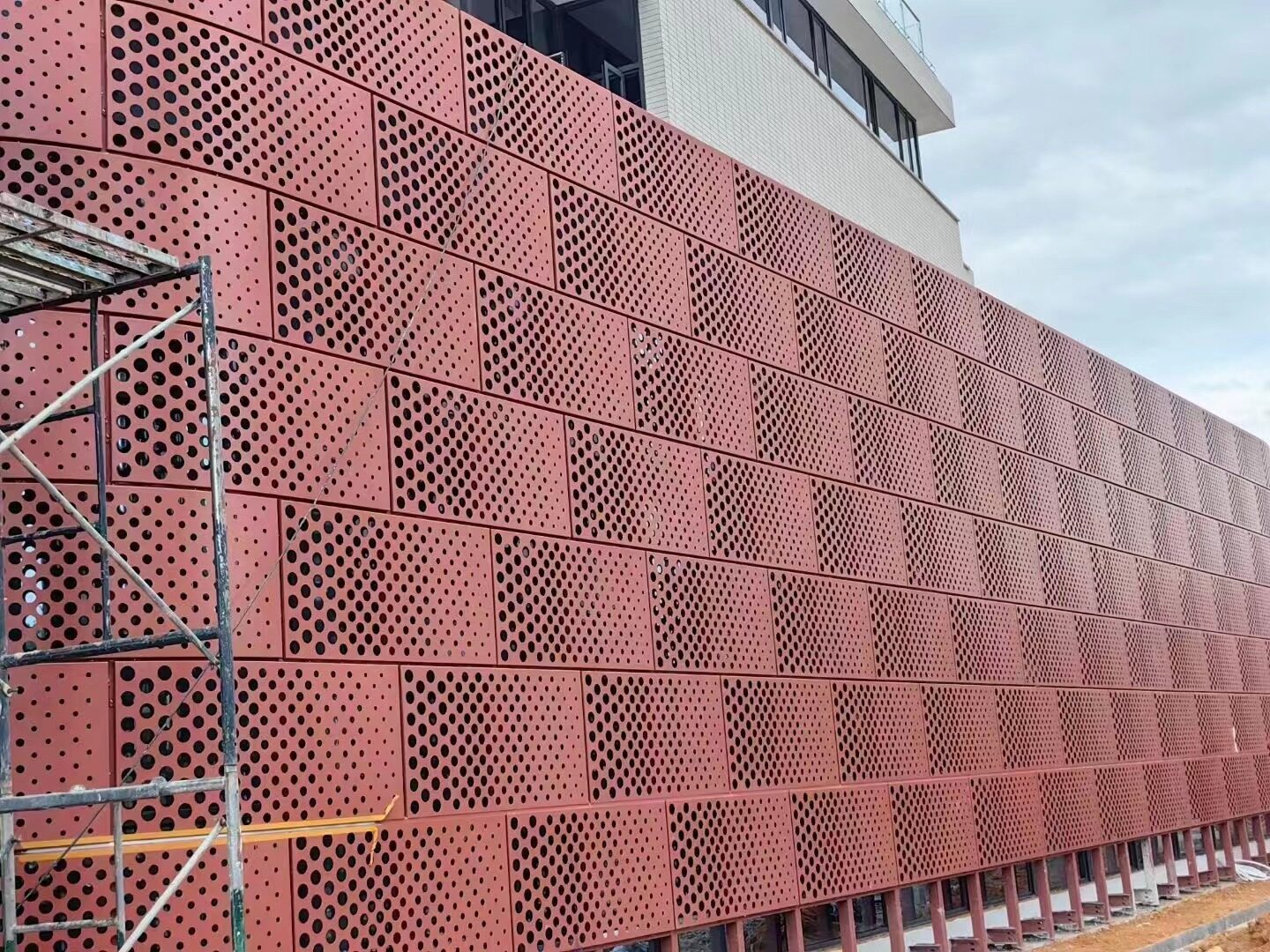 Perforated Metal Cladding for Modern Building Facade With Powder Coating and Custom Design