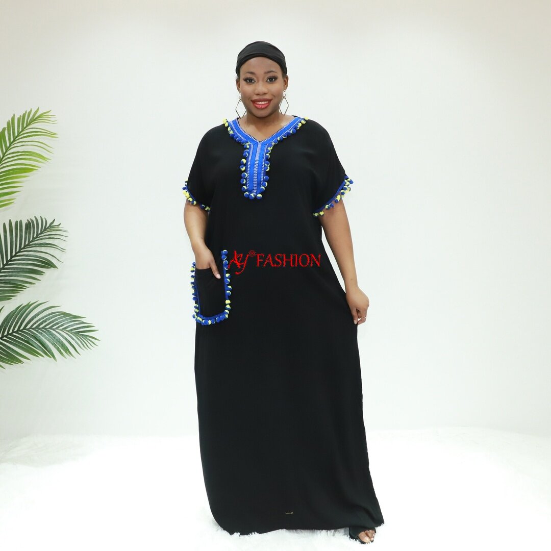 Frau ethnischer Verschleiß hoher Nacken lang Kaftan Kleid STA2596F Togo Kaftan Caftan