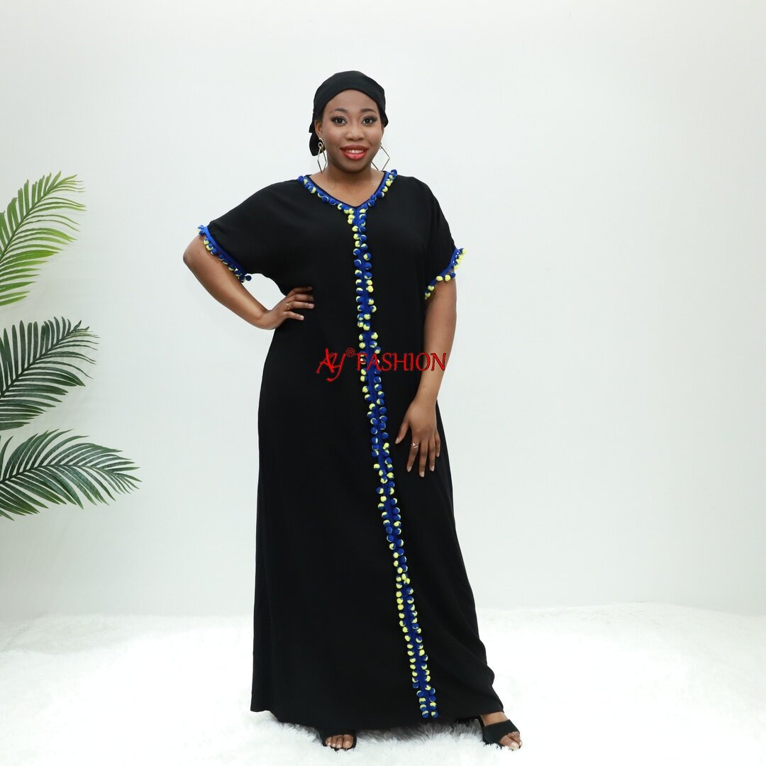 femme ethnique Wear Simple Black Abaya Designs STA2598F Tanzania Fashion Dera