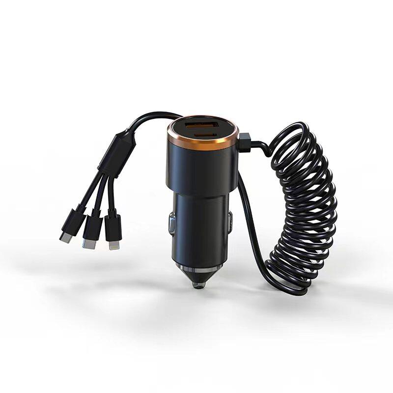 Spring cables 3in1 car chargers 50w A+c