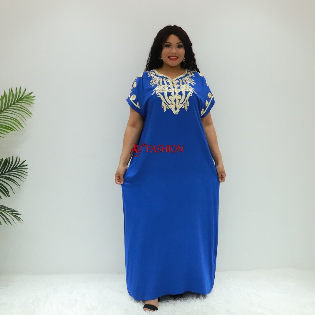 Vêtements ethniques OUff de Vos Boubou Indigo AC339-6f Abidjan Kaftan Robe ethnique