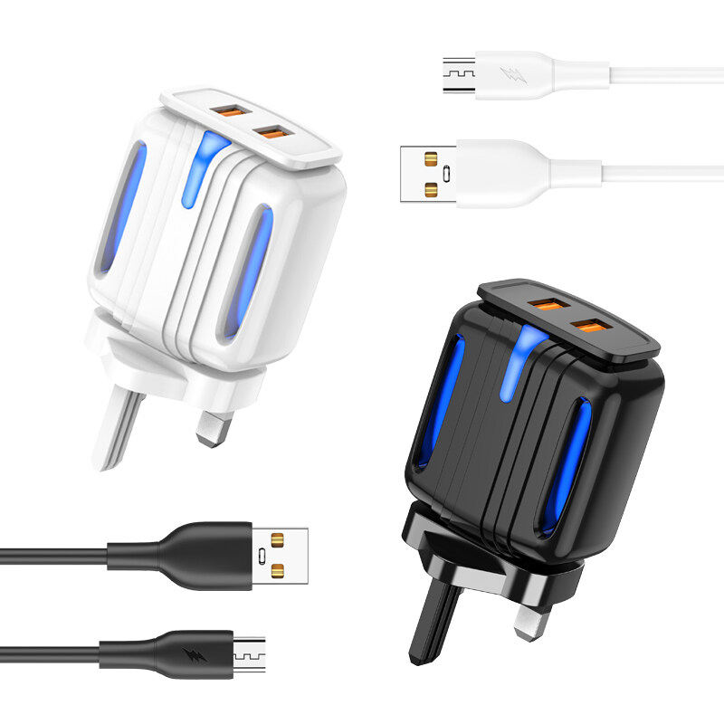 2Ports full 2.4A LED chargers with cables