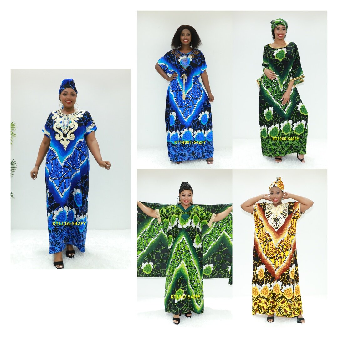 Botão de roupas africanas ABAYA MACHINES KT1116-542FY ABIDJAN Fashion Dashiki Dress