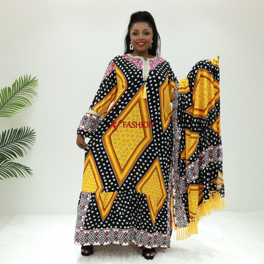 Ethnische Kleidung gedruckt Abaya Designs KT1356-534bs2 Abidjan Caftan Kaftan