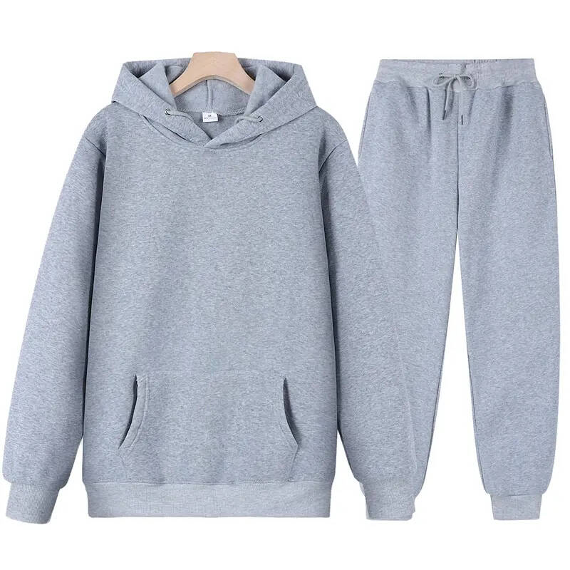 250-500gsm Heavyweight Cargo Blank French Terry Custom Flared Men Sweatpants and Hoodie Set