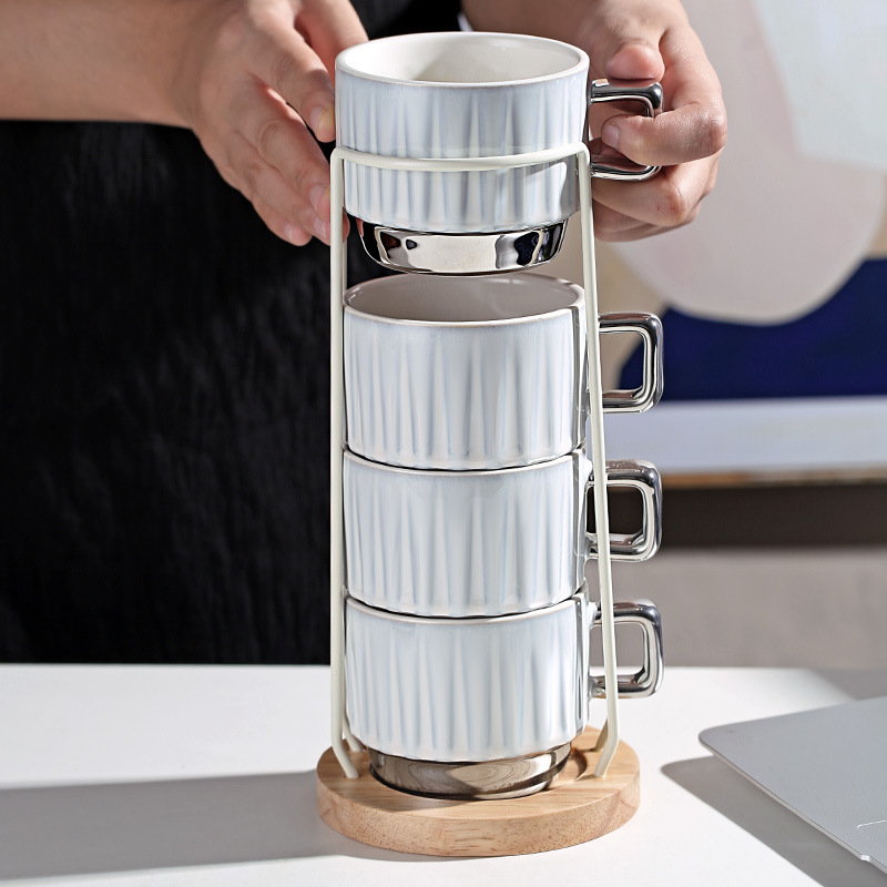 stacking espresso cups,mug set with stand,coffee mug collection