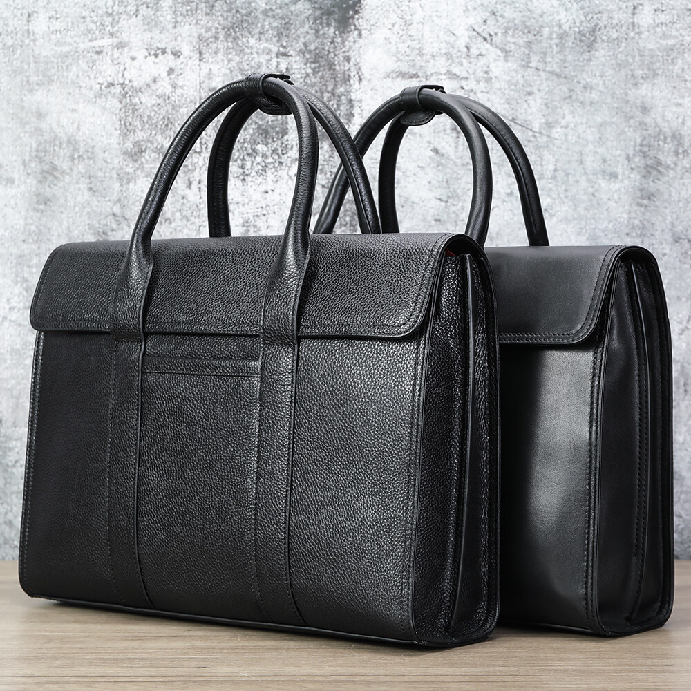 Niucunzh Genuine Leather Business Briefcases Office Document Bag Men Leather Laptop Briefcase Men Leather Briefcases