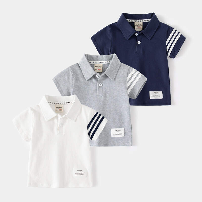 Soft latest summer plain blank print design baby boys t shirt children Polo shirt kids plain t-shirts