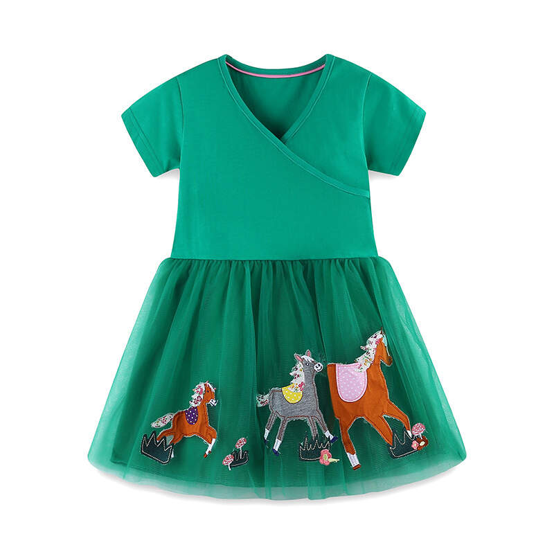 Girl dress summer animal cartoon embroidered princess dress