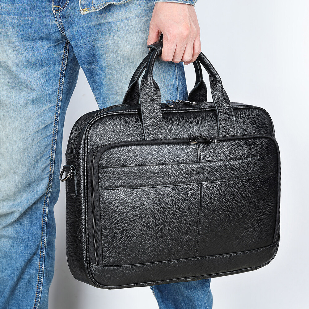 Niucunzh Genuine Leather Business Office Briefcases Bag Men Laptop Bag Leather Messenger Bag Leather Briefcase for Men