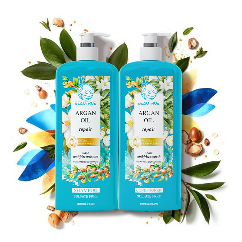 YOUR LOGO Argan Oil Shampoo and Conditioner Set Repairing Argan Oil of Morocco with Natural Source Ingredients Color Safe