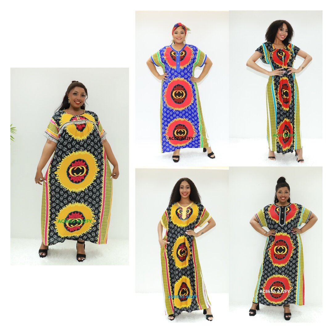 Ethnische Kleidung Großhandel marokkanischer Kaftan AC8603-A32FY Nigeria Kaftan Afrika gedrucktes Kleid