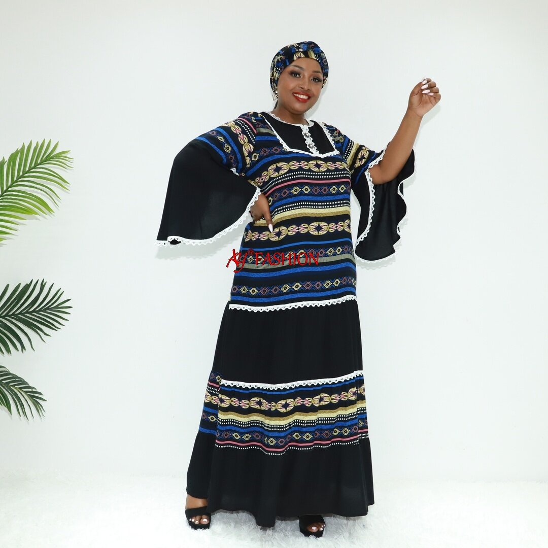 Vestidos africanos Casual Casual Kaftan Dress Ay Fashion BLC40812F ABIDJAN ROUSE CAFTAN