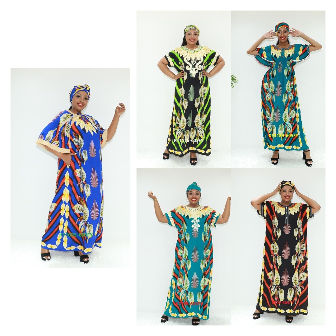 Afrikanische Kleidung Baumwolle Schneiden Robs KT1095-605fy Abidjan Muslim Kleid Afrika gedrucktes Kleid