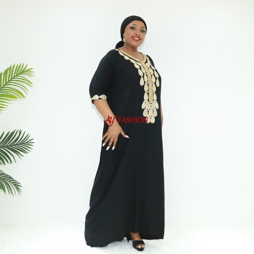 Afrika Kleidung gestickt Abaya Ay Fashion STA24870-1f Ghana Muslimes Kleid Ethnisches Kleid