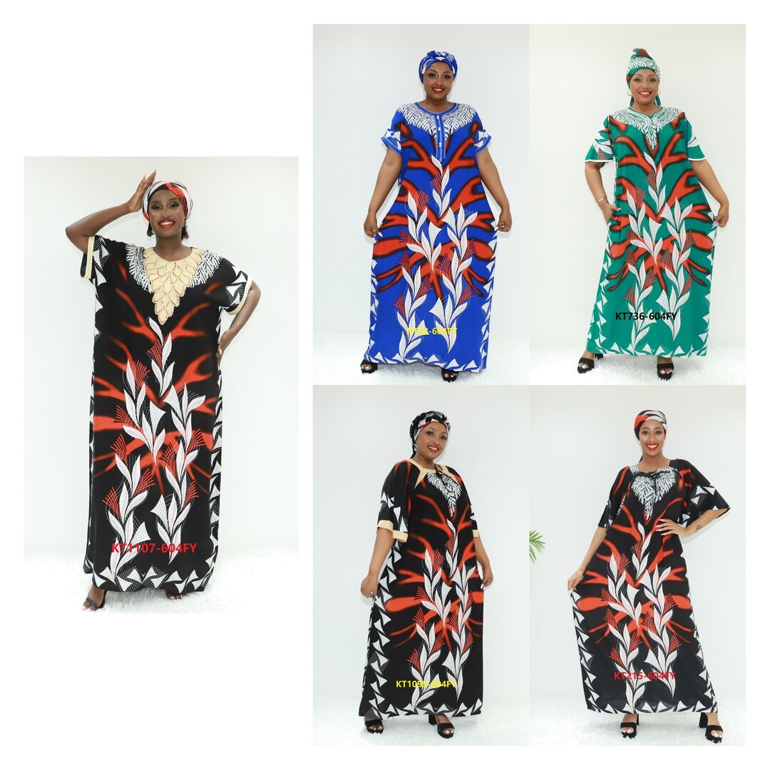 Femme ethnique Wear Caftans numériques New Ay Fashion KT1107-604fy Abidjan Kaftan Caftan