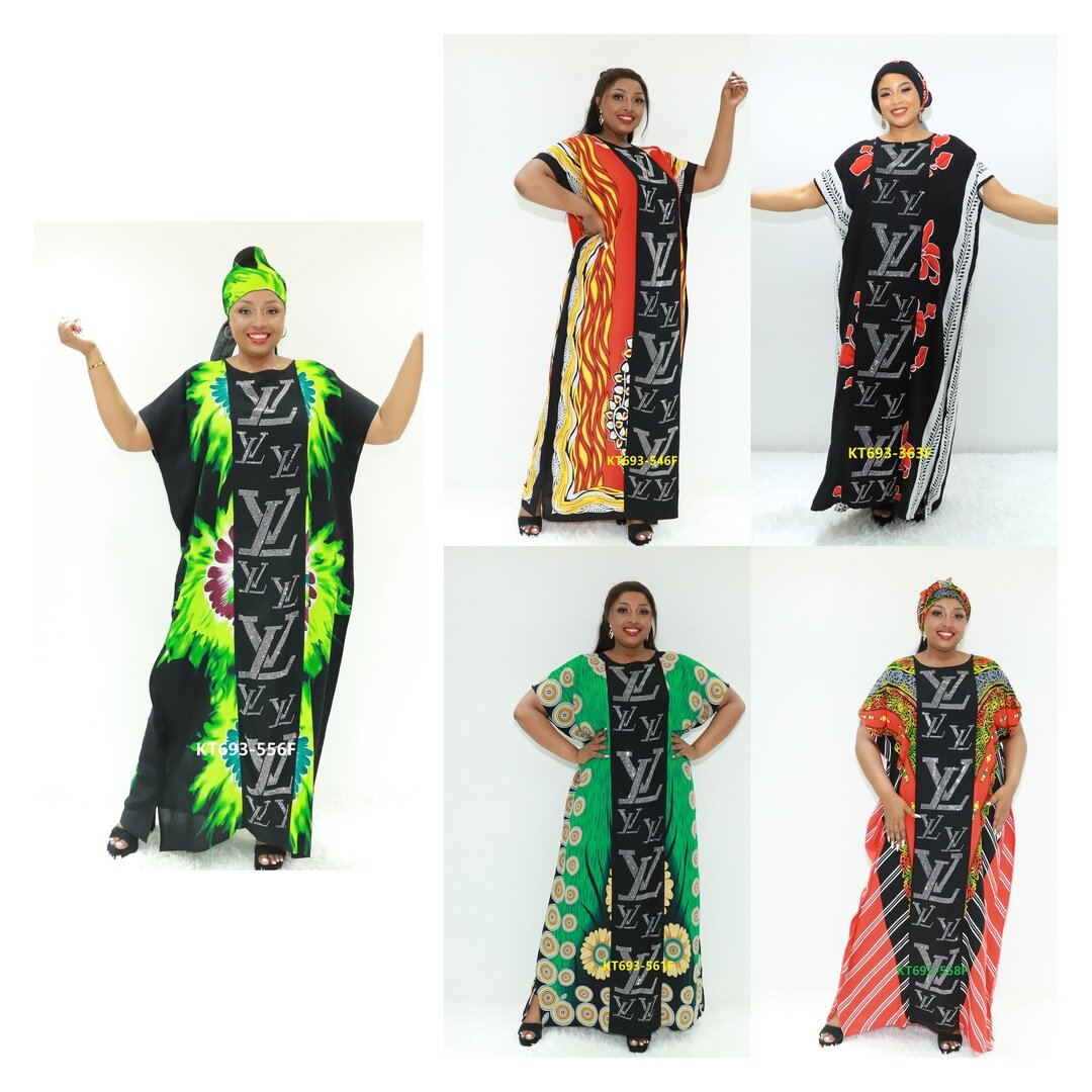 Vêtements africains Simple Abaya Custom KT693-556f Tanzania Robe musulmane Afrique Robe imprimée