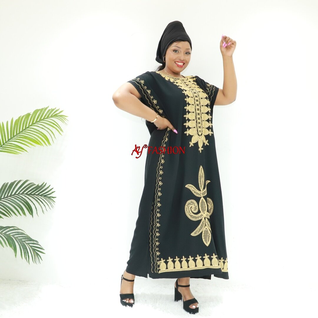 Party de vêtements musulmans Abaya Black Ay Fashion Sgc24360f Tanzania Robe musulmane Caftan