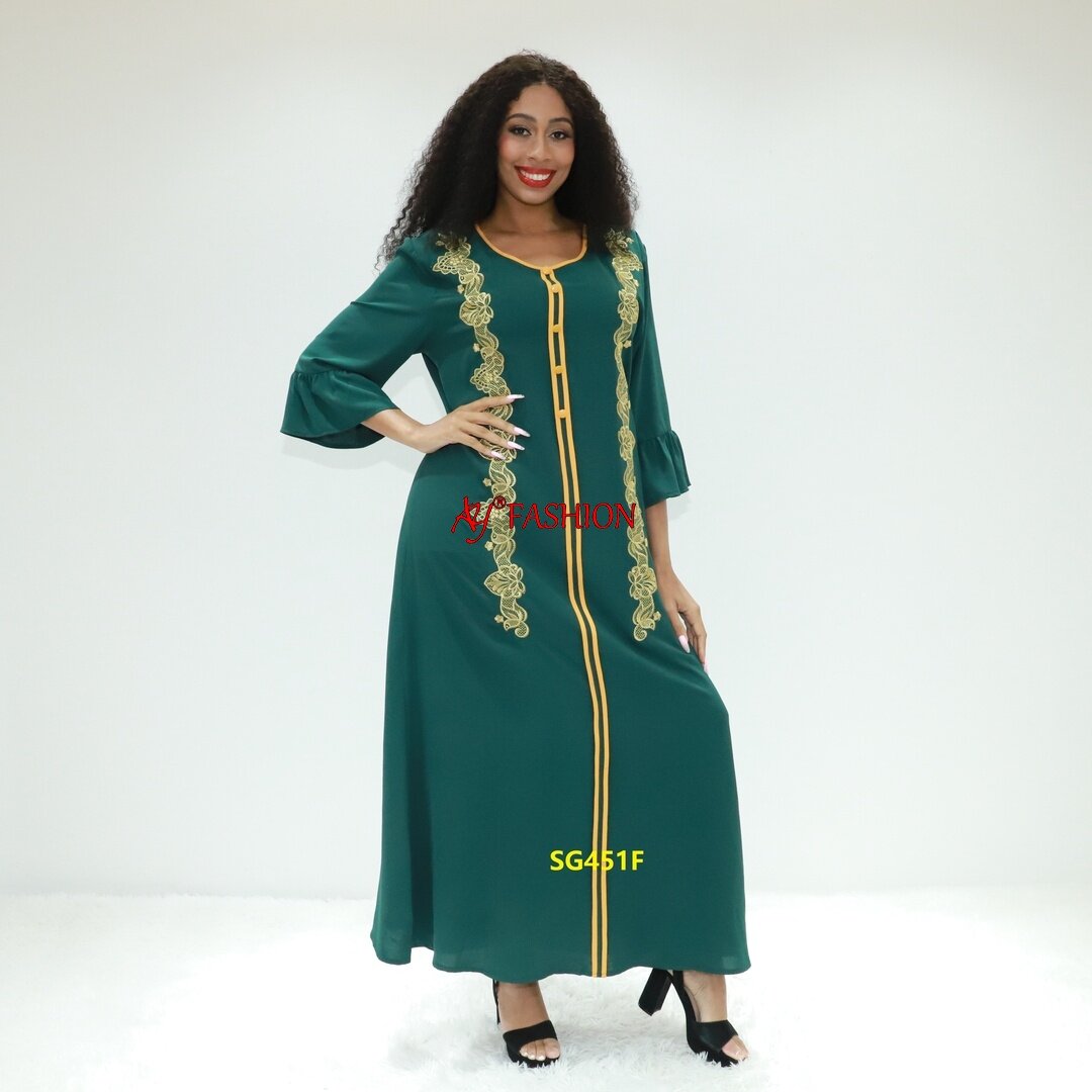 Africa clothing hijab satin dress AY Fashion SG451F Togo kaftan muslim dress