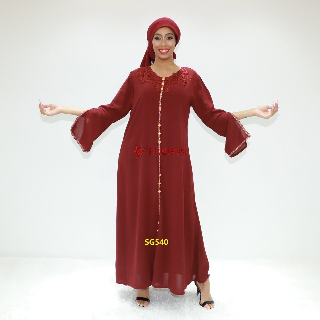 Этническая одежда плиссированная макси -платье Ay Fashion SG540 Cameroon Caftan Abaya