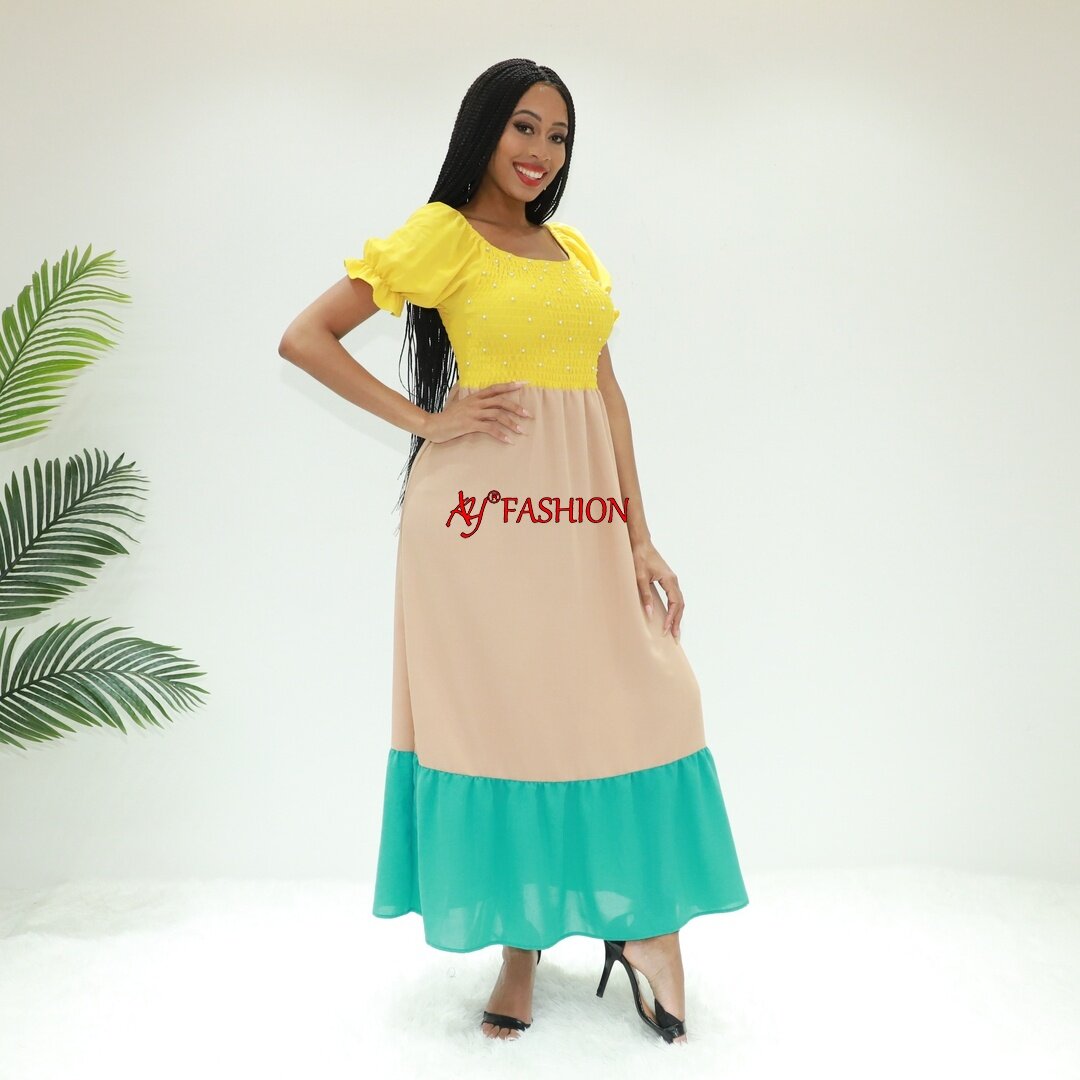 Frau Ethnisches Wear Tweed Kleid Maxi Q347 Nigeria Boubou Traditionelle muslimische Kleidung