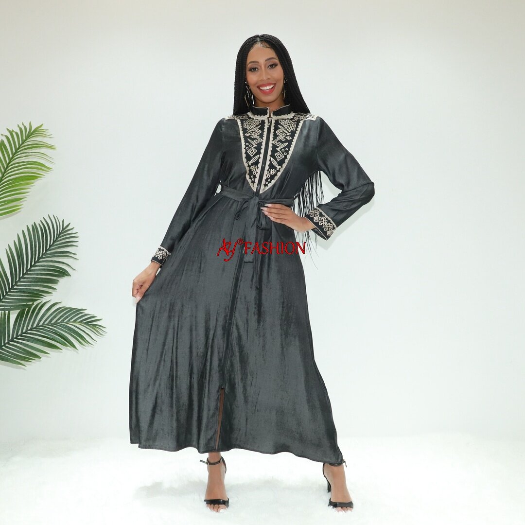 Ethnische Kleidung von Schulter Maxi Kleid SG40124 Ghana Abaya Traditionelle muslimische Kleidung