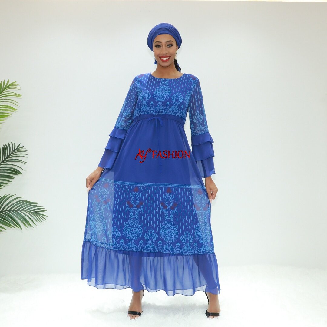 Ropa de África Abya Dubai Abaya W538 Camerún Kaftan Hijab Vestido