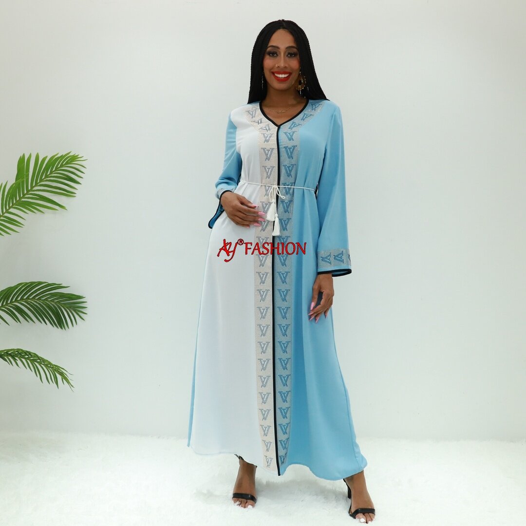 woman ethnic wear one shoulder maxi dress 8473-2 Nigeria caftan ladies dress