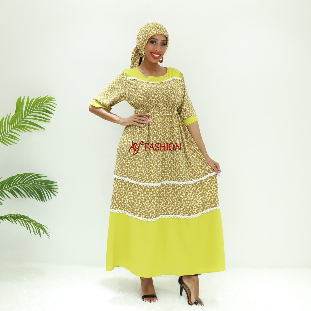 Jilbab Ancara Dera BL2396F Vestido Muçulmano de Moda Abidjan