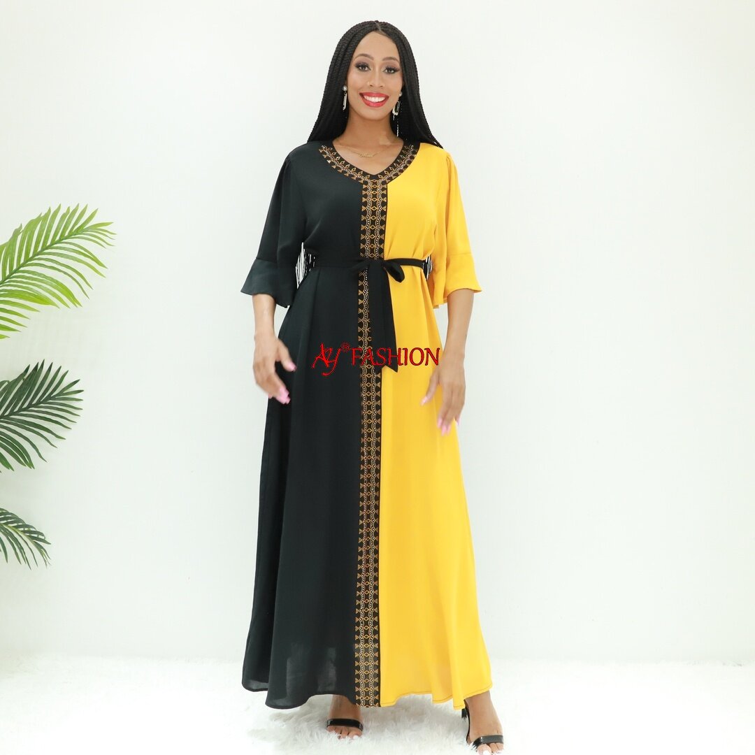 Afrikanische Kleider Maxi Kleid Pailletten SG8757-2 Kamerun Abaya Arabische Kleidung