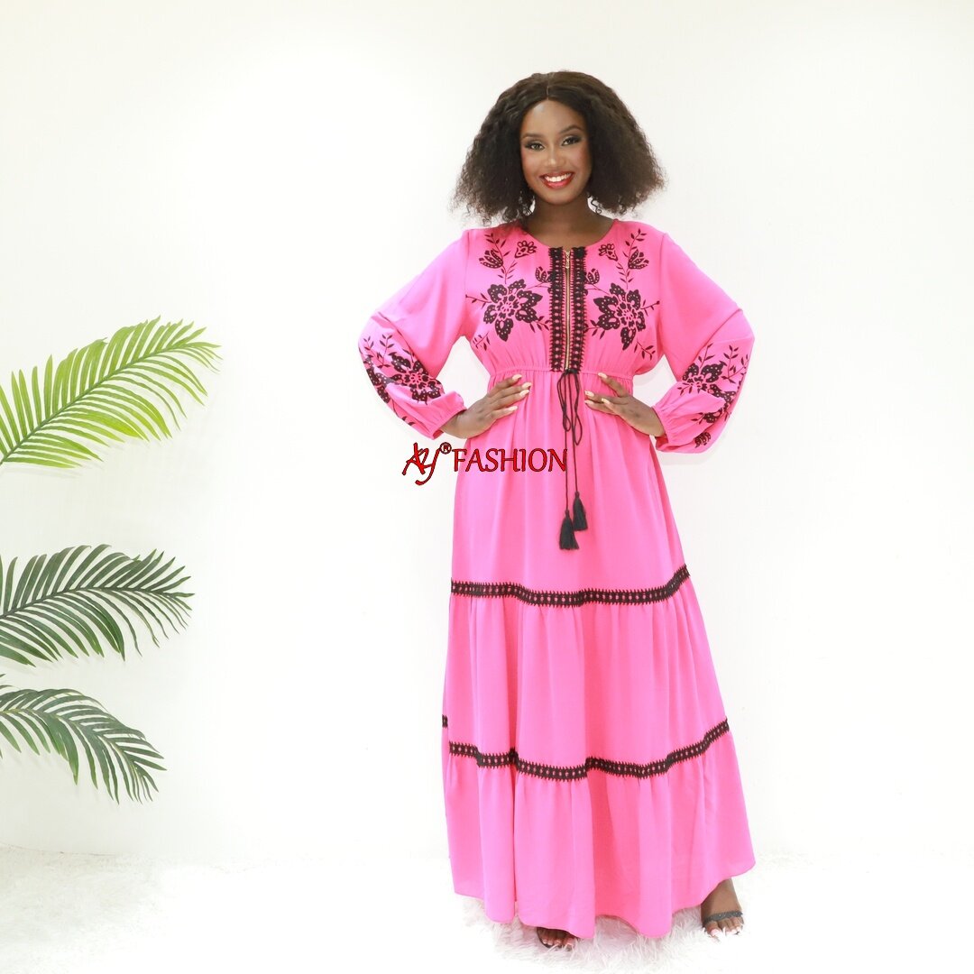 Vestido solto fechado Abaya Dubai 2023 8776 Togo Caftan Muslim Dress