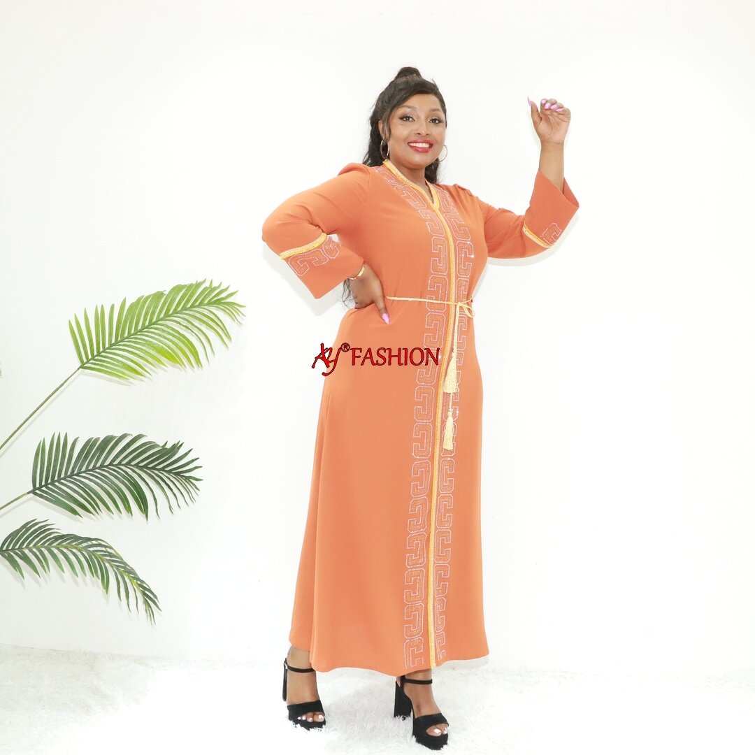 穆斯林服装浅绿色abaya ay时尚AN6124尼日利亚Boubou Kaftan