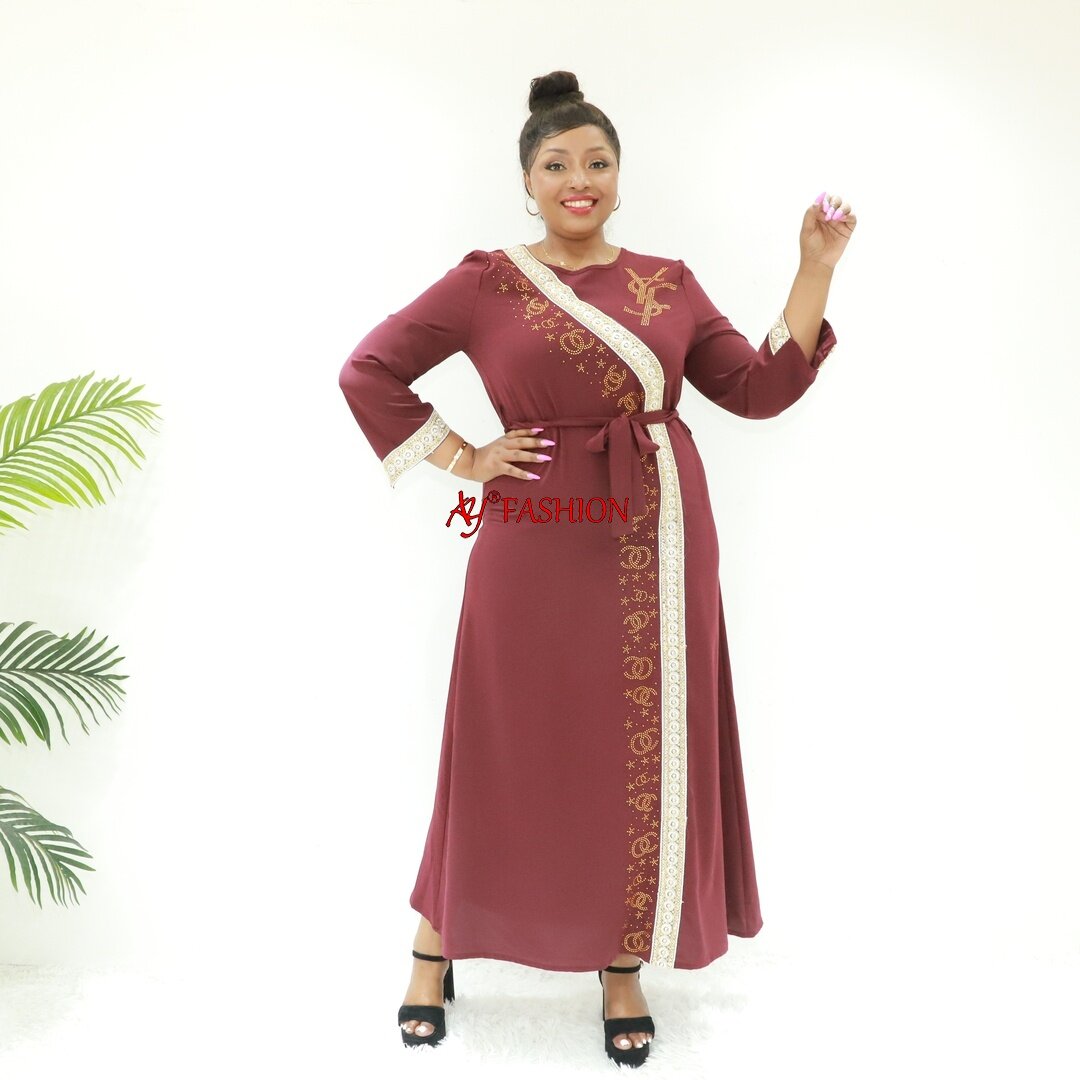 Vestido modesto Kaftan Vestidos Black Ay Fashion AN6130 Nigeria Ropa Muslimah Vestido