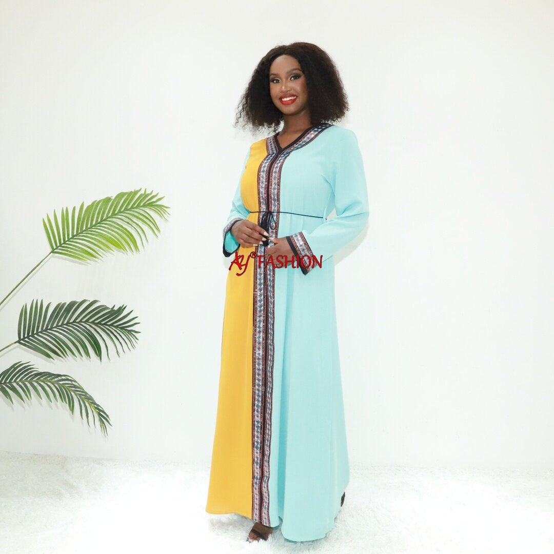 Мусульманская одежда эморато абая ай мода Q656 Abidjan Caftan Исламская скромность платье