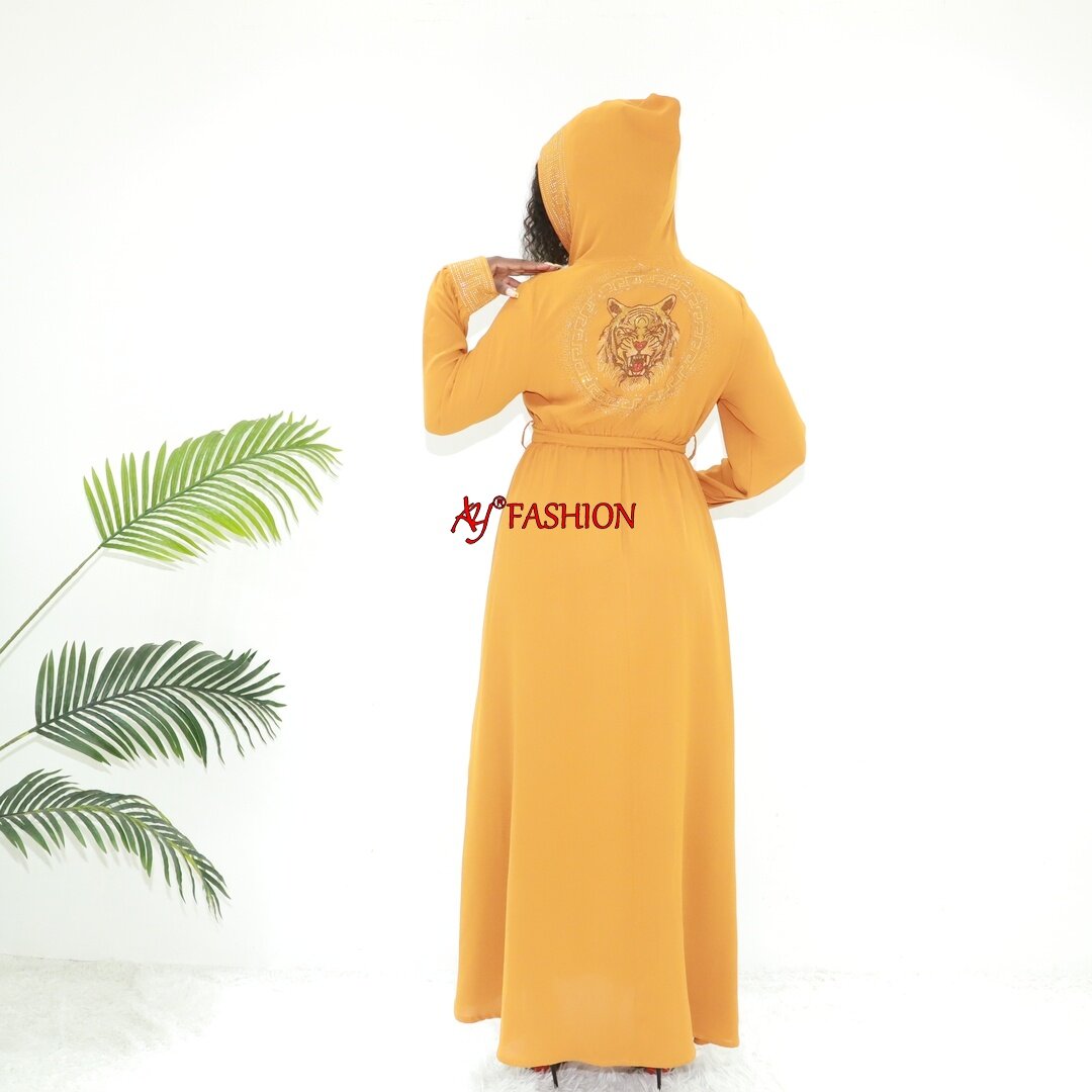 Modest wear burnt orange abaya AY Fashion SG40388 Tanzania clothing Muslimah dress