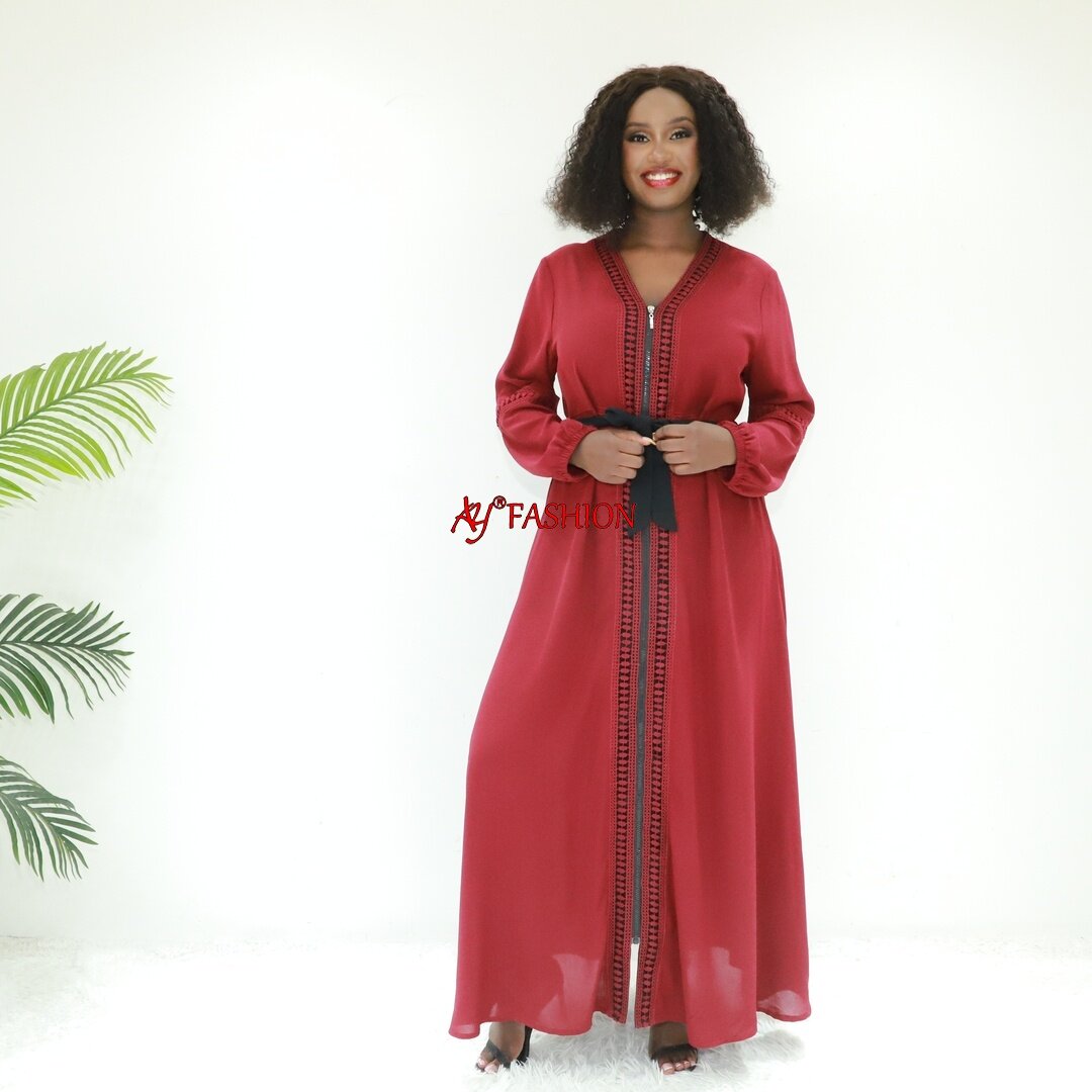 Loose-fitting gown new designs abaya with belt SG697 Nigeria caftan fashion dress