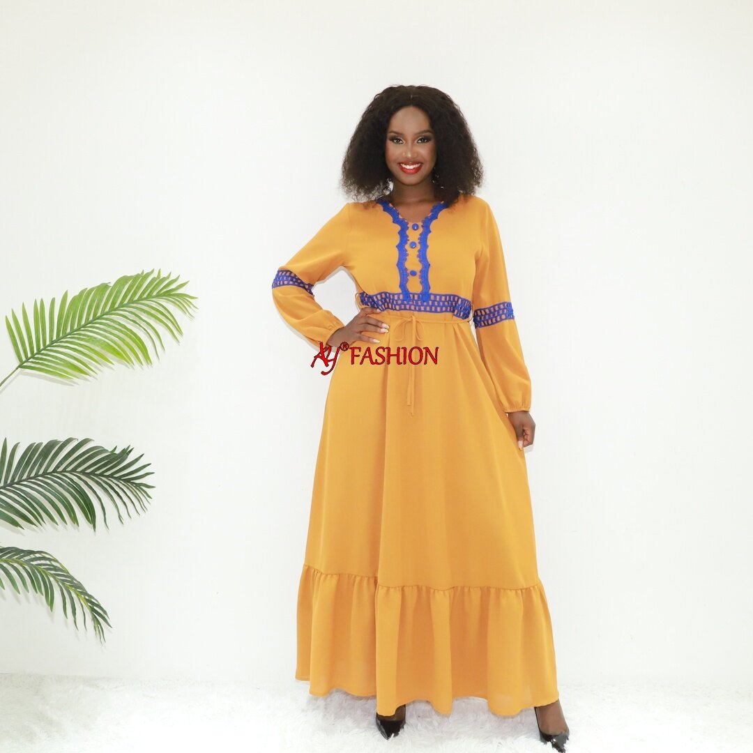 Tenue brodée Ruffle Abaya Ay Fashion Sg703 Tanzania Caftan Robe de mode