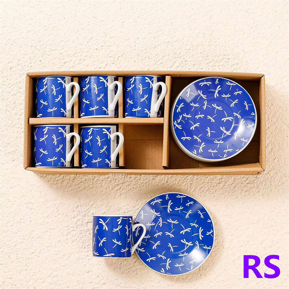 ceramic coffee cups wholesale, blue cup and saucer, porcelain cup and saucer set