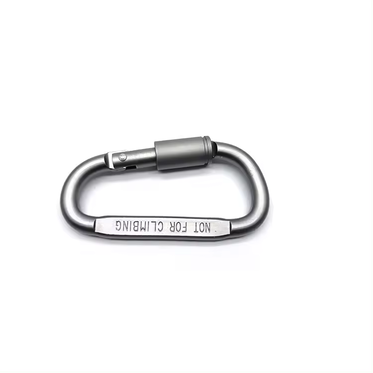 Hot Sale Custom Logo Small Aluminum Snap Hook Colored D Shape Screw Carabiner Clip Climbing Hook