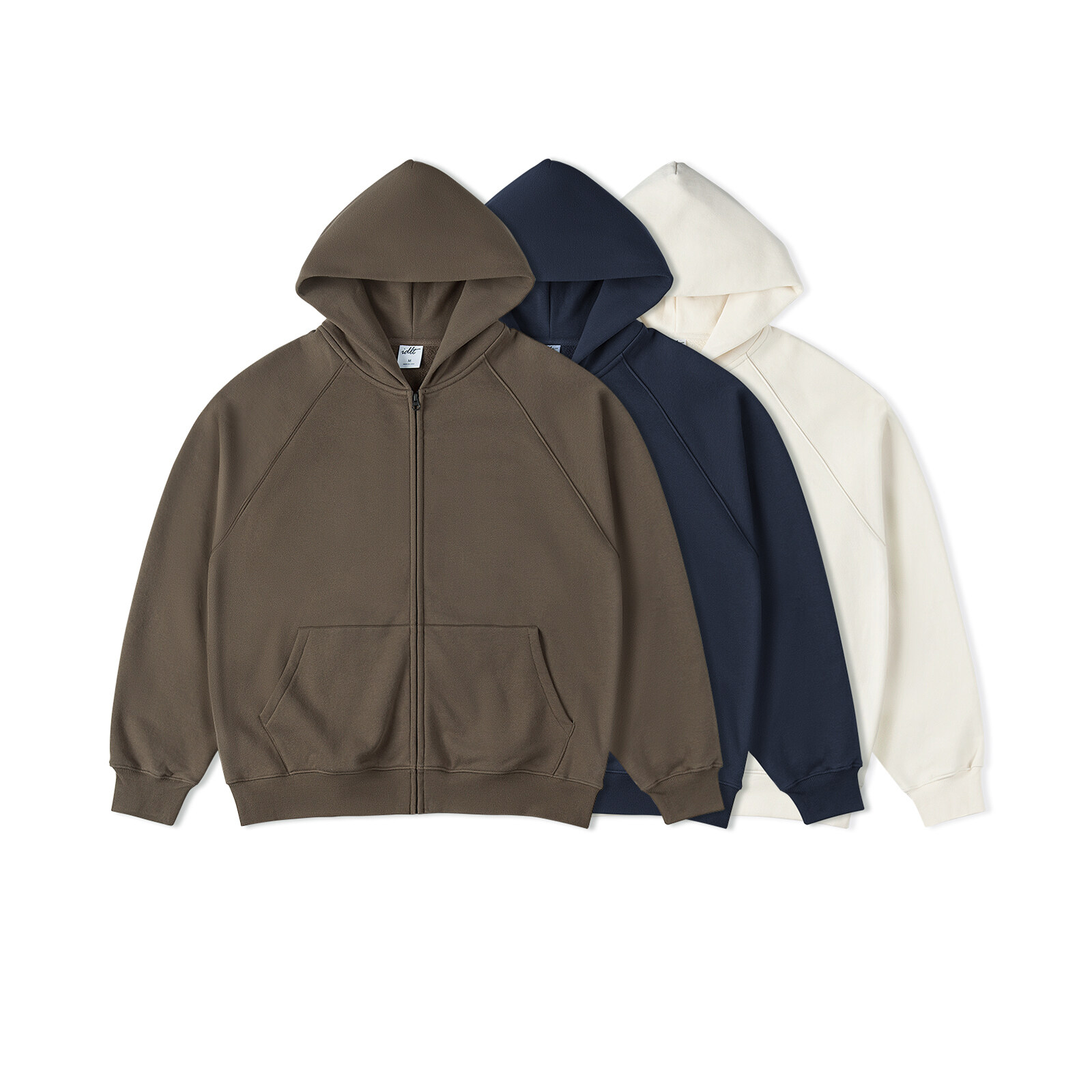 Oversized Solid Color Zip Up Men Hoodie