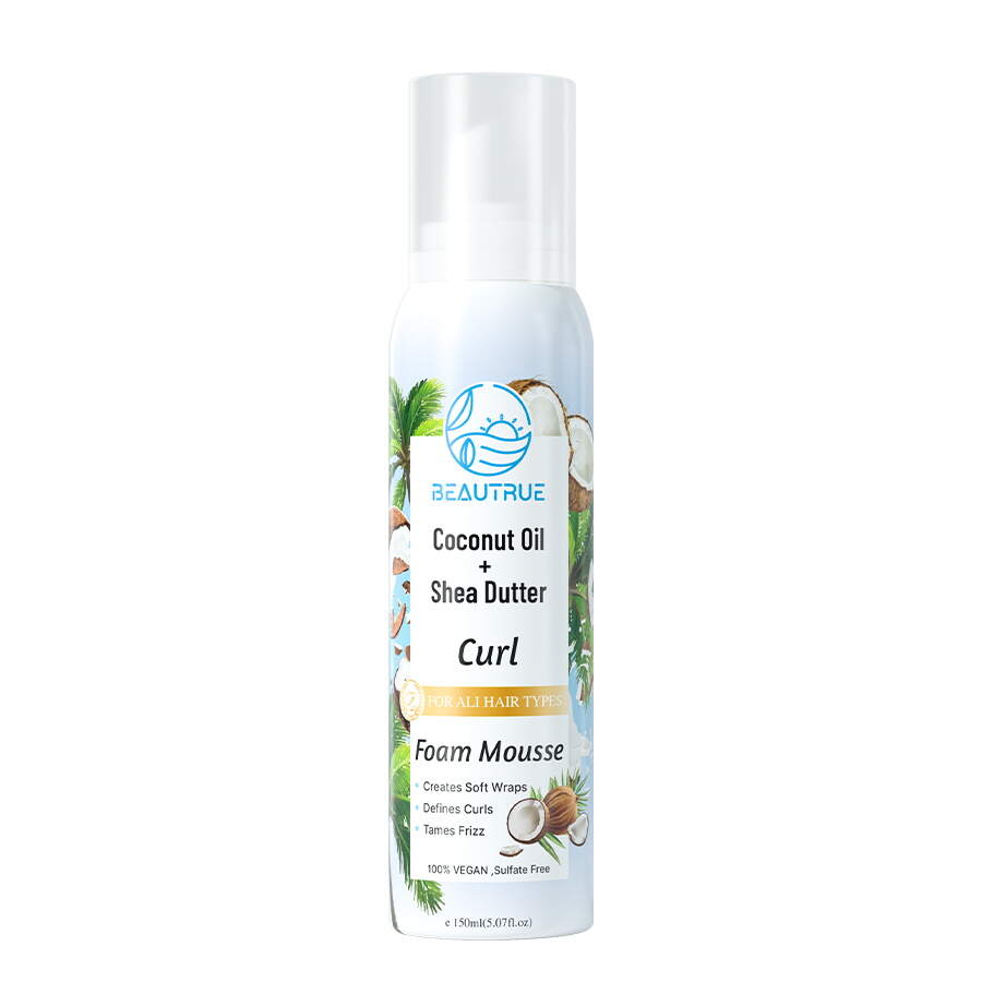 YOUR LOGO Coconut Oil Curly Foam Mousse for Frizz Control Light Hold