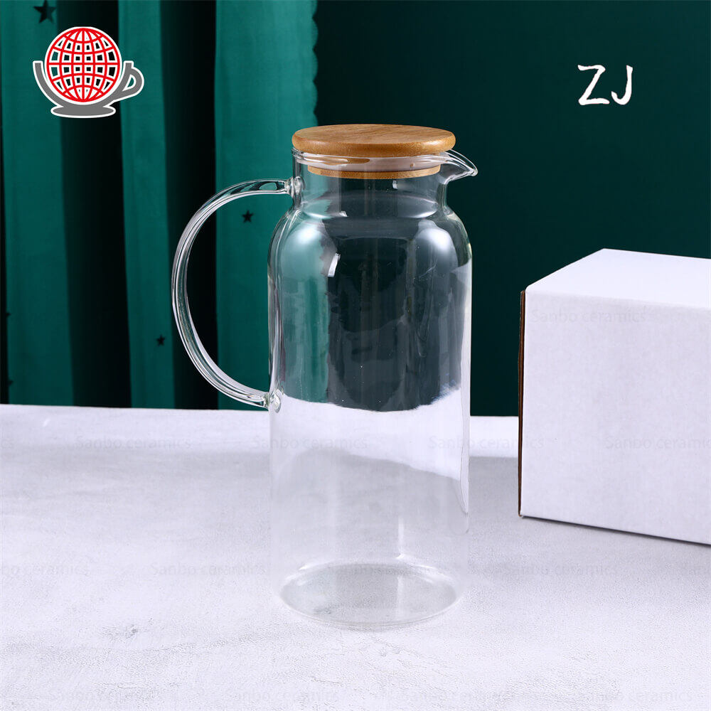 water jug glass with lid,tea pitcher with spout,glass tea pitcher