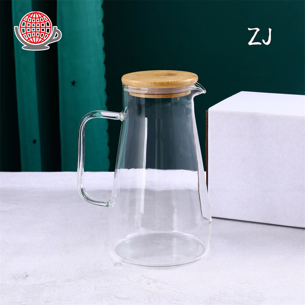water jug glass with lid,tea pitcher with spout,glass tea pitcher