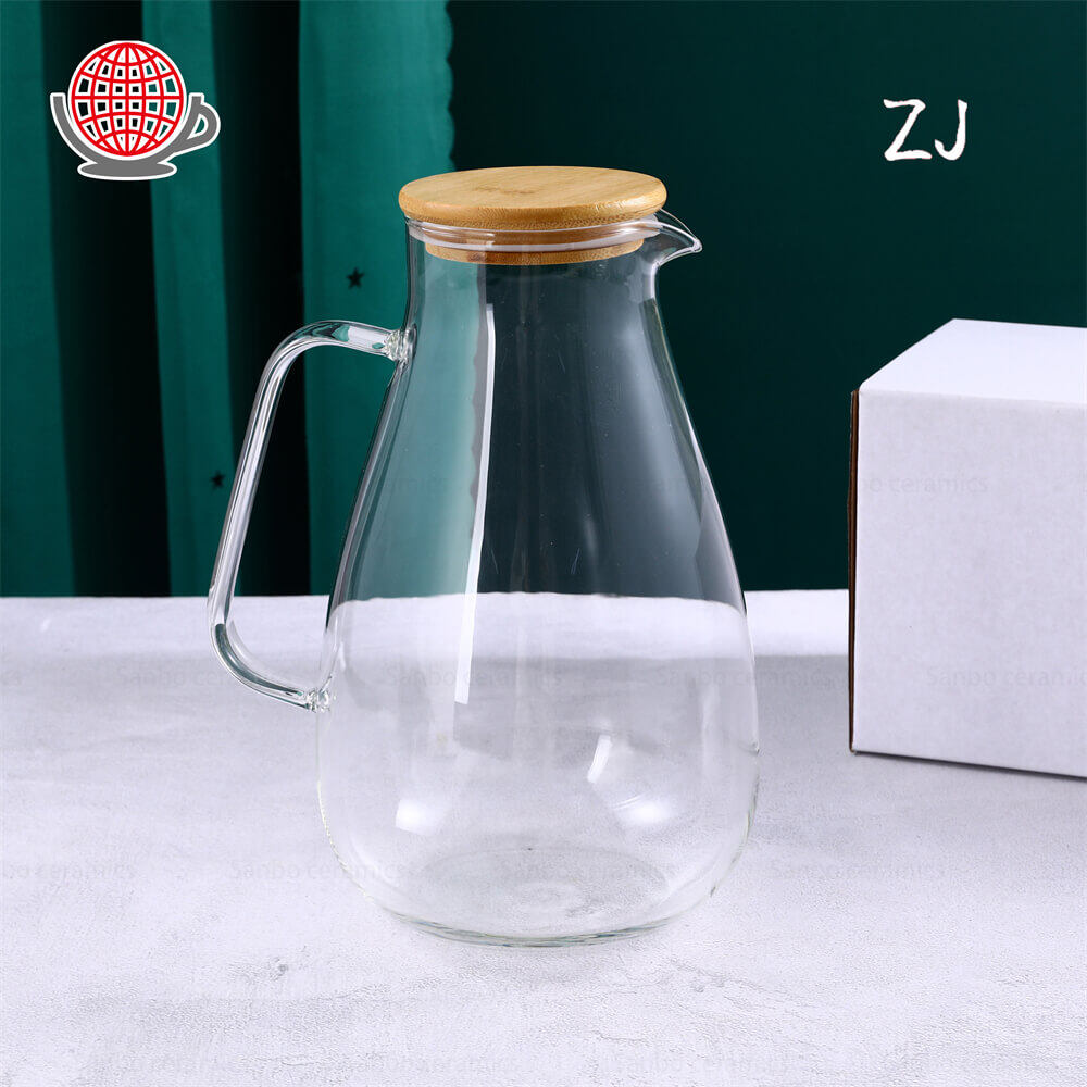 water jug glass with lid,tea pitcher with spout,glass tea pitcher