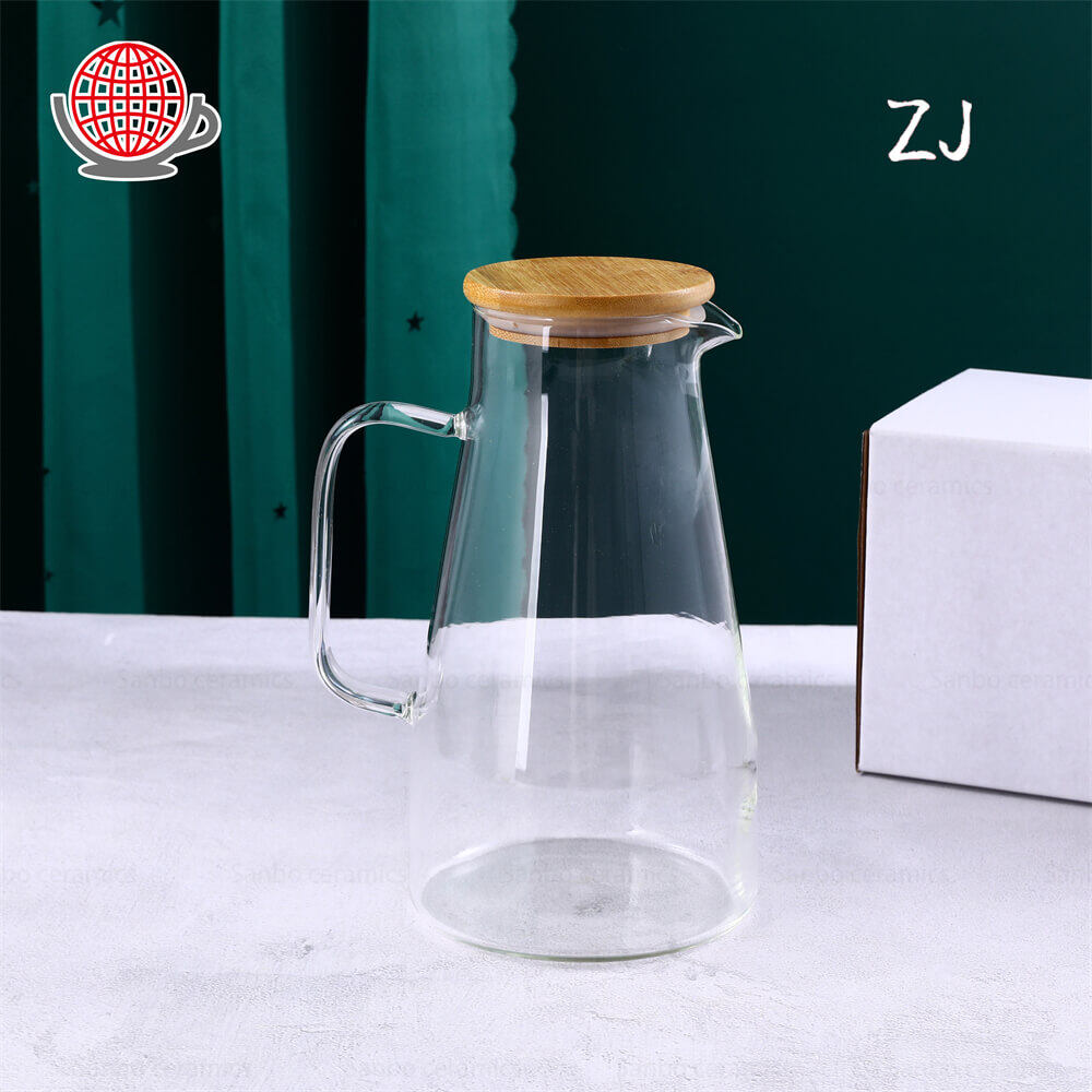water jug glass with lid,tea pitcher with spout,glass tea pitcher