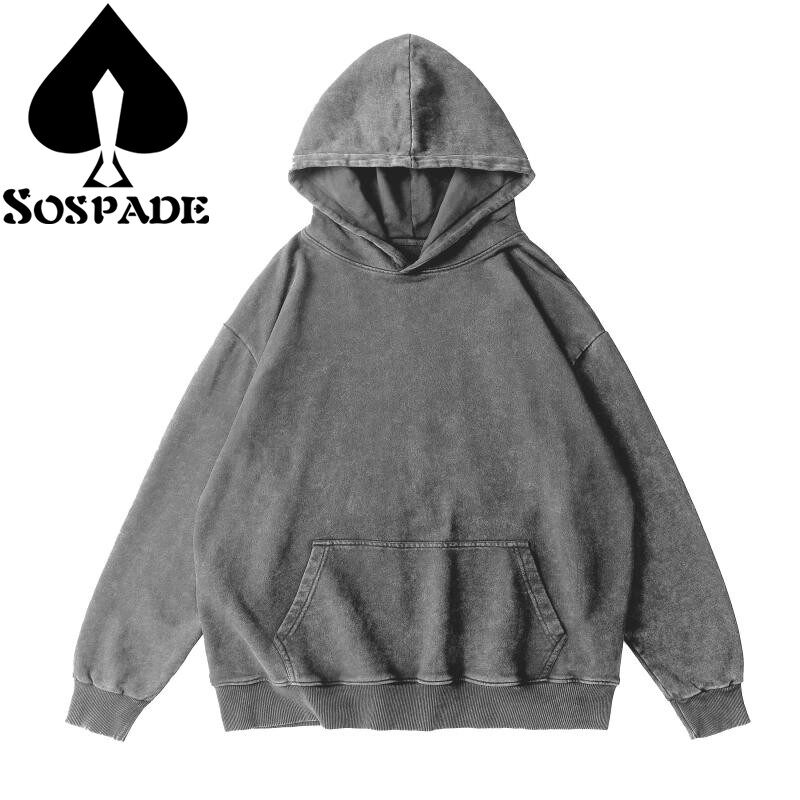 Hot Selling-350 grams Washed Blank Hoodie Vintage 100% Cotton oversized drop shoulder style