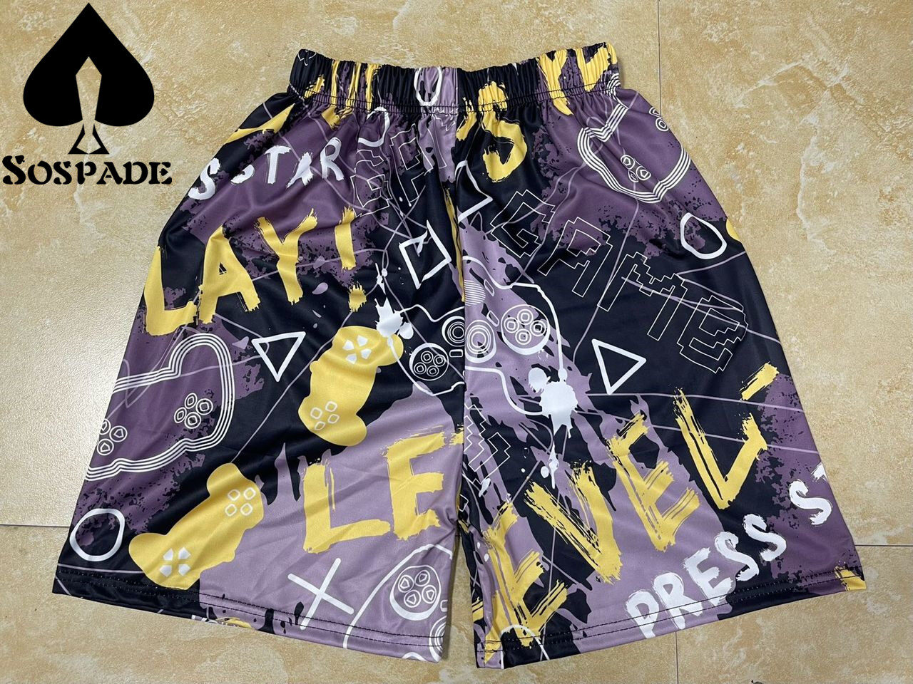 Gym wear Cross shorts Mens fitness Digital Print Drawstring Waist Sports Shorts for men