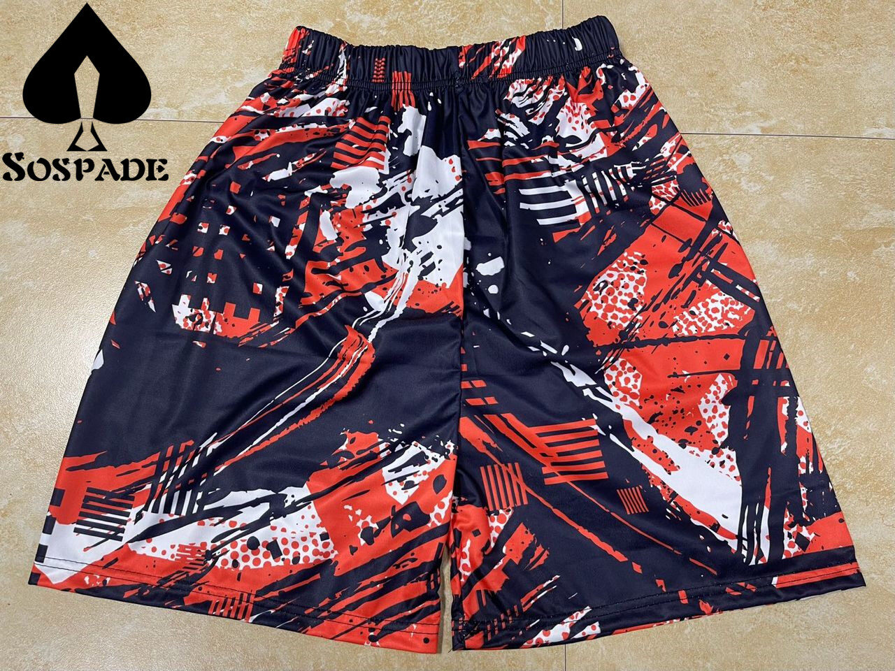 Gym wear Cross shorts Mens fitness Digital Print Drawstring Waist Sports Shorts for men