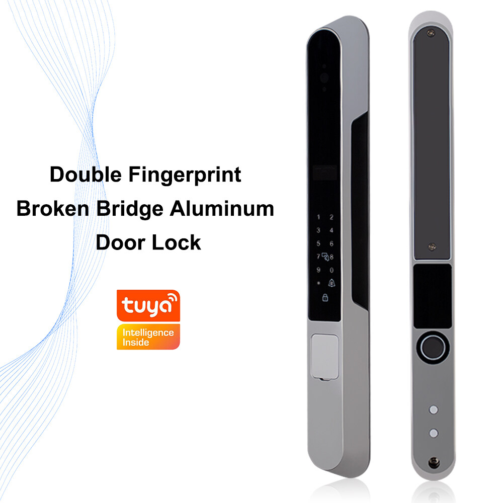 2024 Newest Blue Grey Double Fingerprint APP/Code/Card/ Unlock Smart Lock For Wholesale